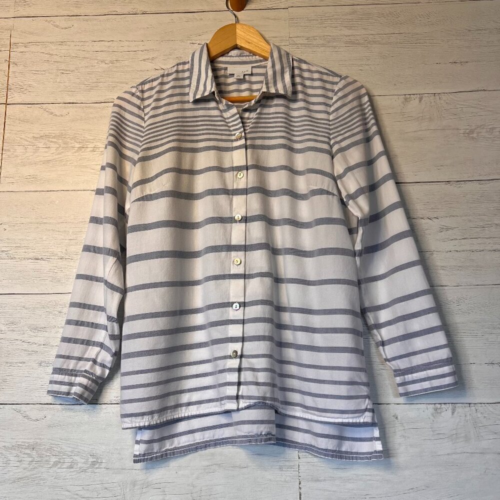 J Jill Tunic Womens Size XS Mixed Stripes Button Front Coastal 100% Cotton
